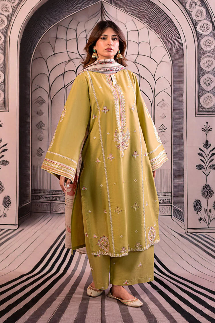 URGE - 3PC LAWN EMBROIDERED SHIRT WITH MONARK PRINTED DUPATTA AND EMB TROUSER-GM-3788