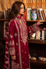 ZAHA- 3PC DHANAK EMBROIDERED SHIRT WITH BAMBER CHIFFON EMBROIDRED DUPATTA-GM-4067