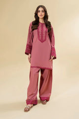 LAZULI-2PC KHADDAR EMBROIDRED SHIRT WITH KHADDAR EMB TROUSER-GM-127