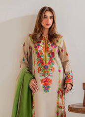 VINTAGE-3PC LAWN EMBROIDERED SHIRT WITH CHIFFON TYE&DYE DUPATTA & TROUSER-GM-4636