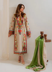 VINTAGE-3PC LAWN EMBROIDERED SHIRT WITH CHIFFON TYE&DYE DUPATTA & TROUSER-GM-4636