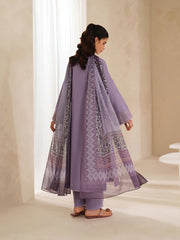 GARNET-3PC DHANAK EMBROIDERED SHIRT WITH COURTRAI PRINTED SHAWL AND TROUSER-GM-4295