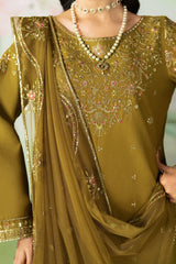 ETHNC-3PC DHANAK SEQUIN EMBROIDERED SHIRT WITH COTTON NET EMBROIDERED DUPATTA AND TROUSER-GM-4194