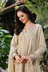 ETHNIC-3PC LAWN EMBROIDERED SHIRT WITH KHAADI NET EMBROIDERED DUPATTA AND TROUSER -GM-4658