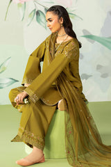 ETHNC-3PC DHANAK SEQUIN EMBROIDERED SHIRT WITH COTTON NET EMBROIDERED DUPATTA AND TROUSER-GM-4194