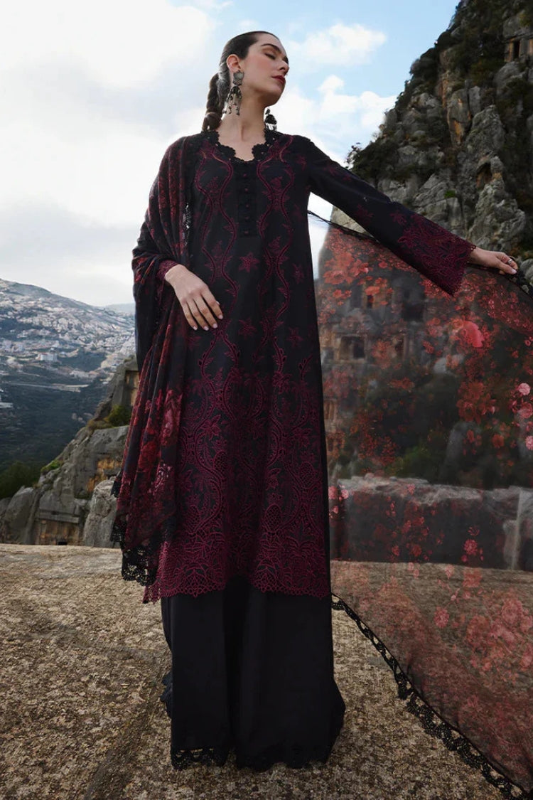 IMAGE-3PC LAWN EMBROIDERED SHIRT WITH CHIFFON PRINTED DUPATTA AND TROUSER-GM-4543
