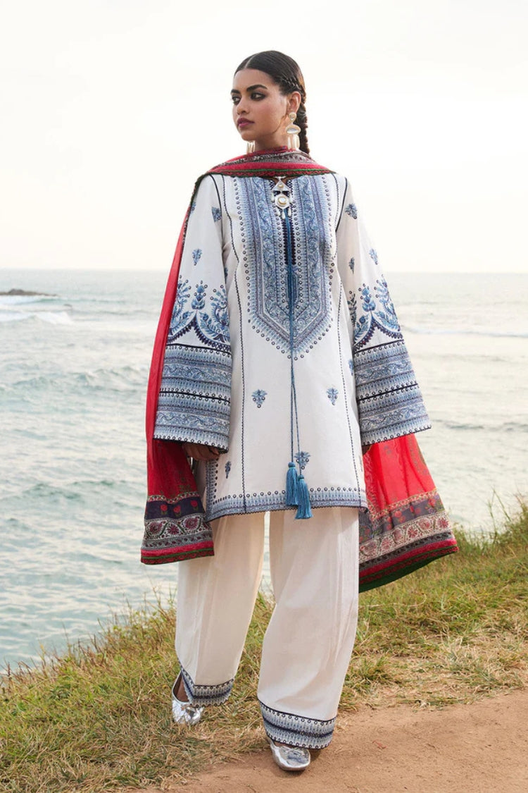 URGE-3PC LAWN EMBROIDERED SHIRT WITH CHIFFOON PRINTED DUPATTA AND EMB TROUSER-GM-4511