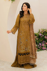 MAHNUR-3PC LAWN LASEWORK EMB SHIRT WITH CHIFFON PRINTED DUPATTA AND TROUSER -GM-4706