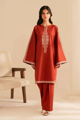 BATIK-2PC DHANAK EMBROIDRED SHIRT WITH DHANAK EMBROIDRED SLEEVES-GM-121