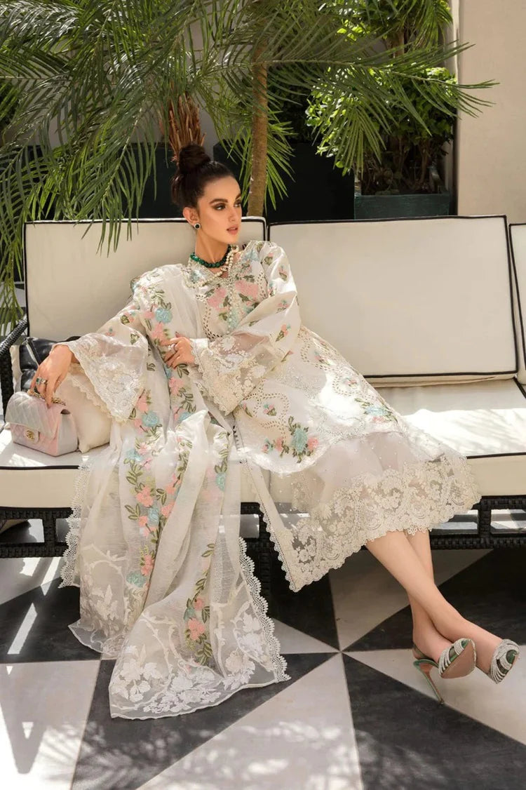 CRIMSON-3PC LAWN EMBROIDERED SHIRT WITH CHIFFON EMBROIDERED DUPATTA & TROUSER-GM-3586