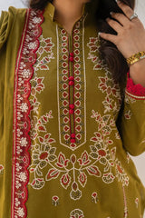 GM-3PC LAWN EMBROIDERED SHIRT WITH LAWN EMBROIDERED READY TO WEAR DUPATTA-ADR-G01
