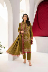 GM-3PC LAWN EMBROIDERED SHIRT WITH LAWN EMBROIDERED READY TO WEAR DUPATTA-GM-G01