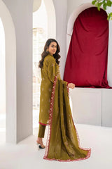 GM-3PC LAWN EMBROIDERED SHIRT WITH LAWN EMBROIDERED READY TO WEAR DUPATTA-GM-G01