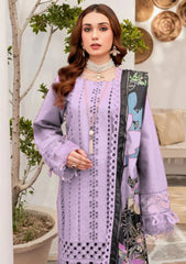MARIA B-3PC CHIKENKAARI LAWN EMBROIDERED SHIRT WITH MONARK PRINT DUPATTA AND TROUSER-GM-4054 (Z)