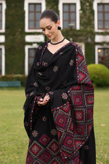 BAREEZE-3PC KARANDI EMBROIDERED SHIRT WITH KARANDI EMBROIDERED SHAWL AND TROUSER-GM-4398