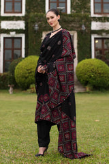 BAREEZE-3PC KARANDI EMBROIDERED SHIRT WITH KARANDI EMBROIDERED SHAWL AND TROUSER-GM-4398