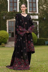 BAREEZE-3PC KARANDI EMBROIDERED SHIRT WITH KARANDI EMBROIDERED SHAWL AND TROUSER-GM-4398