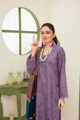 BRANDSINN-3PC KHADAR CUTWORK EMBROIDERED SHIRT WITH KASHMIRI JACQUARD WOOL SHAWL-GM-1513