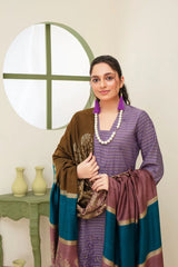 BRANDSINN-3PC KHADAR CUTWORK EMBROIDERED SHIRT WITH KASHMIRI JACQUARD WOOL SHAWL-GM-1513