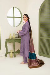 BRANDSINN-3PC KHADAR CUTWORK EMBROIDERED SHIRT WITH KASHMIRI JACQUARD WOOL SHAWL-GM-1513