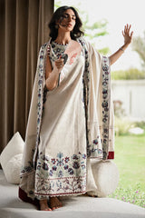 BATIK-3PC KARANDI EMBROIDERED SHIRT WITH KARANDI EMBROIDERED SHAWL AND TROUSER-GM-4333