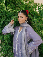 MAHNUR-3PC LAWN EMBROIDERED SHIRT WITH KHADDI NET EMBROIDERED DUPATTA AND TROUSER-GM-