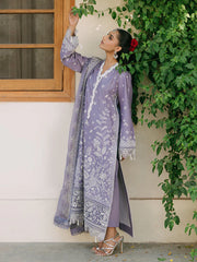 MAHNUR-3PC LAWN EMBROIDERED SHIRT WITH KHADDI NET EMBROIDERED DUPATTA AND TROUSER-GM-