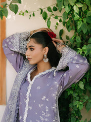 MAHNUR-3PC LAWN EMBROIDERED SHIRT WITH KHADDI NET EMBROIDERED DUPATTA AND TROUSER-GM-