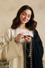 ZARA SHAH JAHAN-3PC DHANAK EMBROIDERED SHIRT WITH DHANAK EMBROIDERED SHAWL & EMB TROUSER-GM-4010