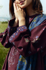 ZARA SHAH JAHAN-3PC DHANAK EMBROIDERED SHIRT WITH COURTRAI WOOL PRINTED SHAWL AND TROUSER-GM-4045