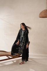 BEECHTREE-3PC KARANDI EMBROIDERED SHIRT WITH KHADDI NET EMBROIDERED DUPATTA AND EMB TROUSER-GM-4258