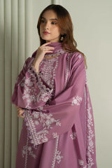CROSS STITCH-3PC LAWN EMBROIDERED SHIRT WITH KHADDI NET EMBROIDRERD DUPATTA & TROUSER-GM-4501