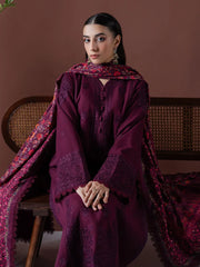 ASIM JOFA-3PC DHANAK EMBROIDERED SHIRT WITH COURTRAI PRINTED SHAWL & TOUSER-GM-4219