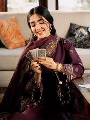 IZEL-3PC LAWN EMBROIDERED SHIRT WITH KHAADI EMBROIDERED DUPATTA & TROUSER-GM-4504