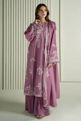 CROSS STITCH-3PC LAWN EMBROIDERED SHIRT WITH KHADDI NET EMBROIDRERD DUPATTA & TROUSER-GM-4501