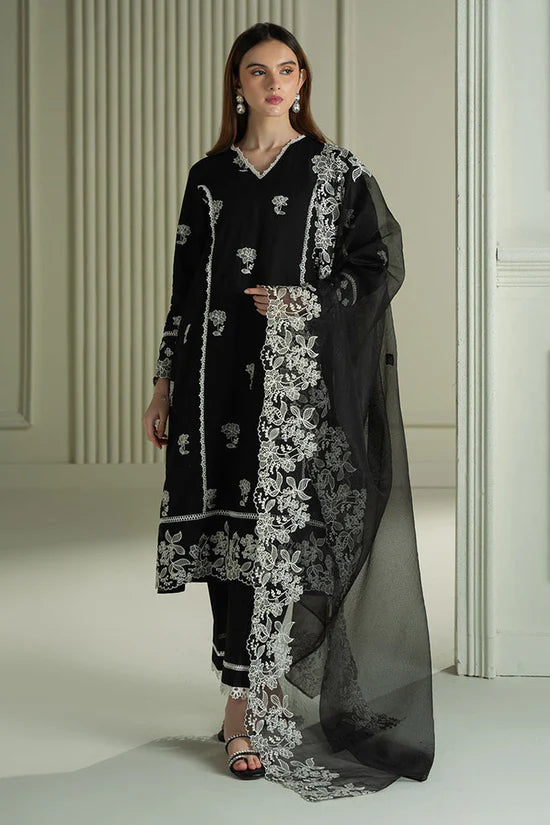 CROSS STITCH-3PC LAWN EMBROIDERED SHIRT WITH ORGANZA EMBROIDRERD DUPATTA & TROUSER-GM-3666