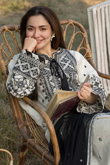 QALAMQAR-3PC DHANAK EMBROIDERED SHIRT WITH CHIFFON EMBROIDERED DUPATTA AND EMB TROUSER-GM-4062