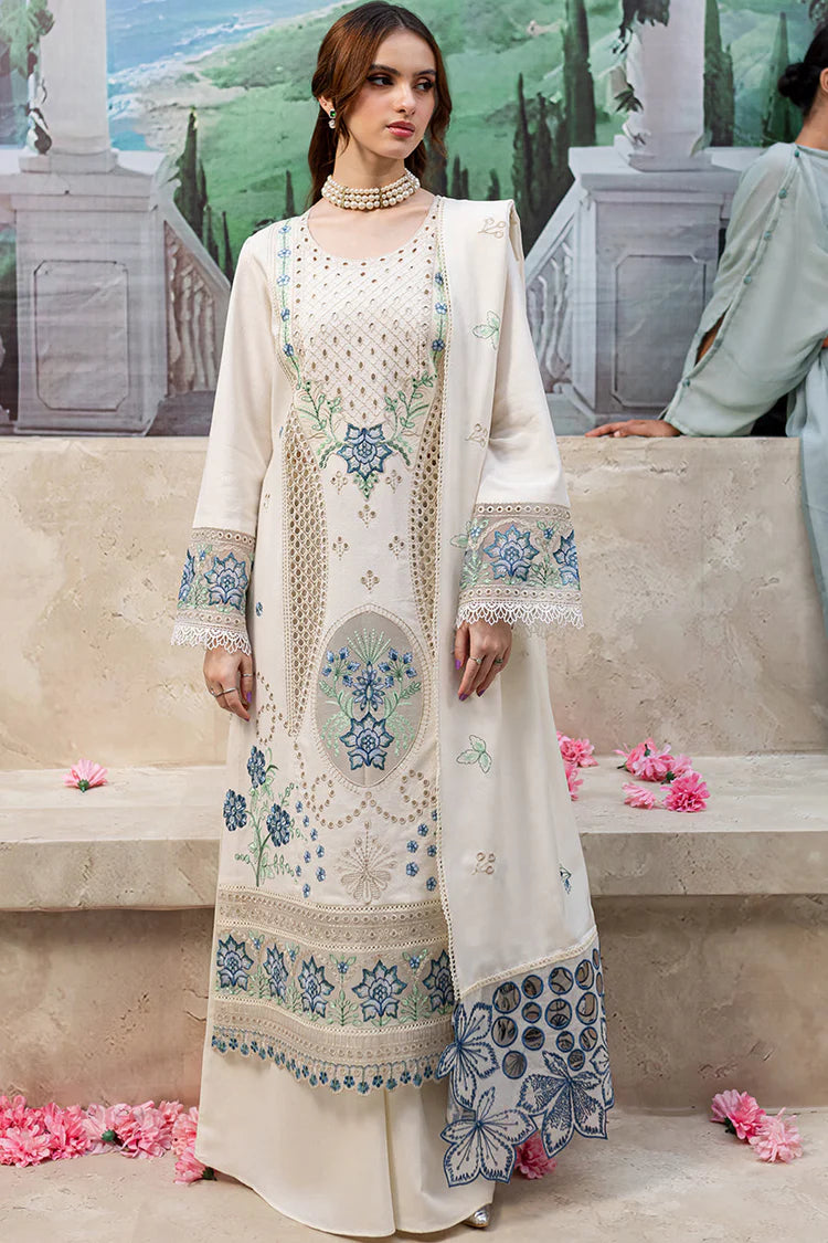 MAHNUR-3PC DHANAK LASER CUT EMB SHIRT WITH DHANAK LASERCUT EMB DUPATTA & TROUSER-GM-4103