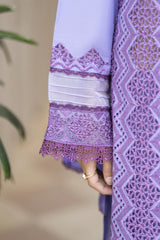 MIRAKHI-3PC LAWN LASERCUT EMBROIDERED SHIRT WITH MOARK PRINT DUPATTA-GM-VOL-1- PLUM