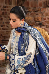 MARIA B -3PC KHADDAR HEAVY EMBROIDERED SHIRT WITH WOOL PRINT SHAWL AND TROUSER-GM-4156