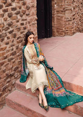 MARIA.B-3PC DHANAK EMBROIDERED SHIRT WITH COUTRAI PRINTED SHAWL AND TROUSER-GM-4030