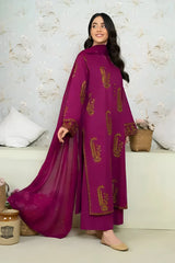 SAPPHIRE-3PC LAWN EMBROIDERED SHIRT WITH BAMBER CHIFFON EMBROIDERED DUPATTA AND LAWN TROUSER-GM-4615
