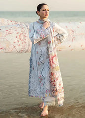 QALAMQAR - 3PC LAWN EMBROIDERED SHIRT WITH MONARK PRINTED DUPATTA AND TROUSER-GM-3663