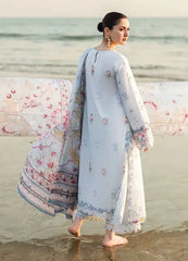 QALAMQAR - 3PC LAWN EMBROIDERED SHIRT WITH MONARK PRINTED DUPATTA AND TROUSER-GM-3663