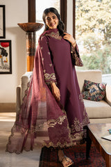 IZEL-3PC LAWN EMBROIDERED SHIRT WITH KHAADI EMBROIDERED DUPATTA & TROUSER-GM-4504