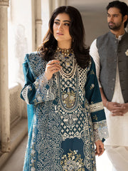 MAHNUR-3PC LAWN EMBROIDERED SHIRT WITH KHADDI NET EMBROIDERED DUPATTA AND TROUSER-GM-4609
