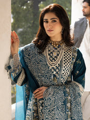 MAHNUR-3PC LAWN EMBROIDERED SHIRT WITH KHADDI NET EMBROIDERED DUPATTA AND TROUSER-GM-4609