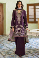 JAZMIN-3PC LAWN EMBROIDERED SHIRT WITH CHIFFON PRINTED DUPATTA AND TROUSER-GM-4631