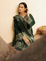 IZEL-3PC LAWN EMBROIDERED SHIRT WITH CHIFFOON PRINT DUPATTA AND EMB TROUSER-GM-4628