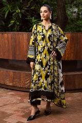 NUREH-3PC KHADDAR PRINTED SHIRT WITH KHADDAR PRINTED DUPATTA AND PRINTED TROUSER-GM-2654